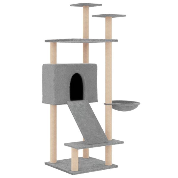 vidaXL Cat Tree Light Grey Engineered wood 60.2 in Durable Cat Tree