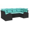 vidaXL Garden Sofa Set with Cushion 6 pcs Black Synthetic: Poly Rattan