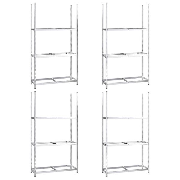 vidaXL 3-Layer Tire Racks 4 pcs Silver 43.3"x15.7"x78.7" Steel