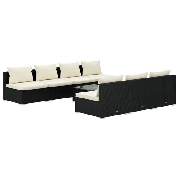 vidaXL Garden Lounge Set Black, Cream