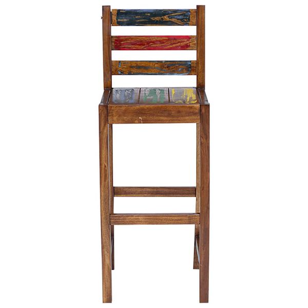 vidaXL Bar Stool Set of 2 Multicolor Solid reclaimed boat wood Standard