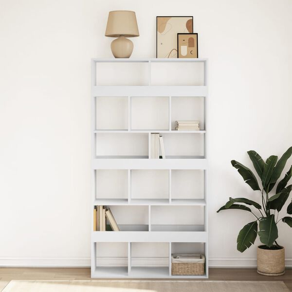 vidaXL Bookcase White Engineered Wood Large Bookcase Rectangular