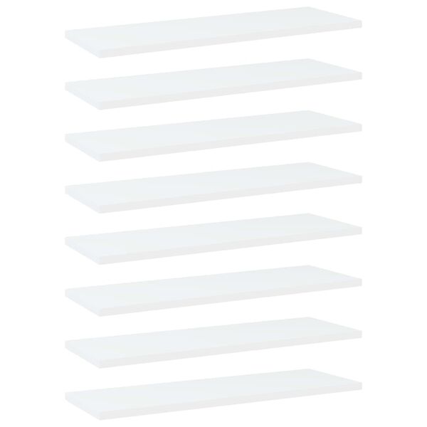 vidaXL Shelf Set of 8 White Engineered wood 23.6 x 7.9 x 0.6 in Simple