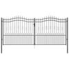 vidaXL Fence Gate with Spear Top Black 159.8"x 68.9" Powder-coated Steel