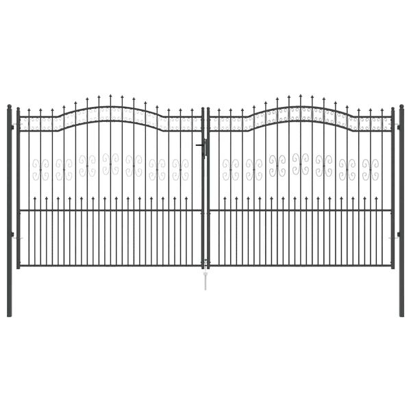 vidaXL Fence Gate with Spear Top Black 159.8"x 68.9" Powder-coated Steel
