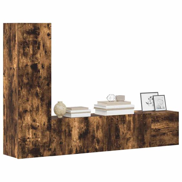 vidaXL TV Cabinet Set 3 Piece Set Smoked Oak Engineered Wood