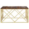 vidaXL Coffee Table Gold, Wood Stainless Steel, Solid Sleeper Wood 39.4 in