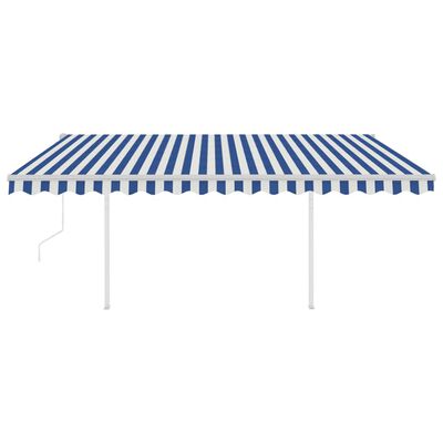 vidaXL Automatic Retractable Awning with Posts 13.1'x9.8' Blue&White