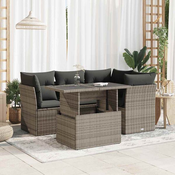 vidaXL Garden Sofa Set Grey