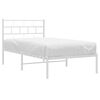 vidaXL Metal Bed Frame White Steel Single Metal Bed Frame Rectangular