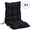 vidaXL Lowback Chair Cushion Set of 4 Black check pattern