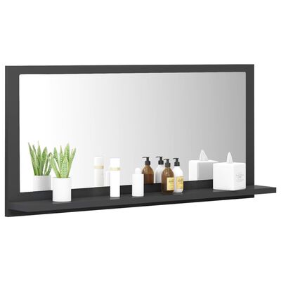 vidaXL Bathroom Mirror Gray 31.5"x4.1"x14.6" Engineered Wood
