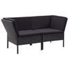 vidaXL Garden Lounge Set Black PE (polyethylene) rattan, powder-coated steel