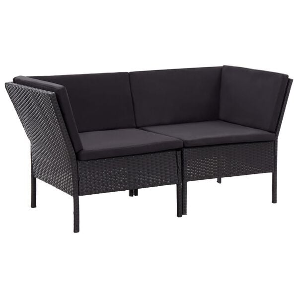 vidaXL Garden Lounge Set Black PE (polyethylene) rattan, powder-coated steel