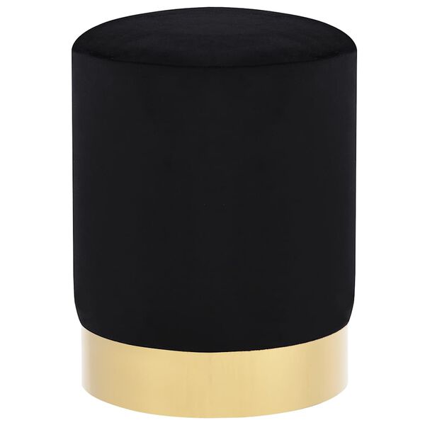 vidaXL Stool Black and gold Plywood, Velvet, Metal Medium Lightweight