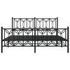 vidaXL Bed Frame Black Steel King Size Bed Frame Rectangular Modern