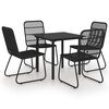 vidaXL Dining Set Black Poly rattan, powder-coated steel, glass Regular
