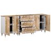 vidaXL Sideboard Set of 3 Natural Mango Wood with White