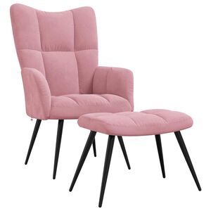 vidaXL Relaxing Chair With Stool Pink Velvet Medium Stylish Design