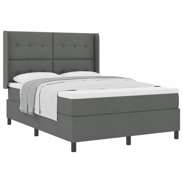 vidaXL Box Spring Bed with Mattress Dark gray 55.1" x 78.7" fabric