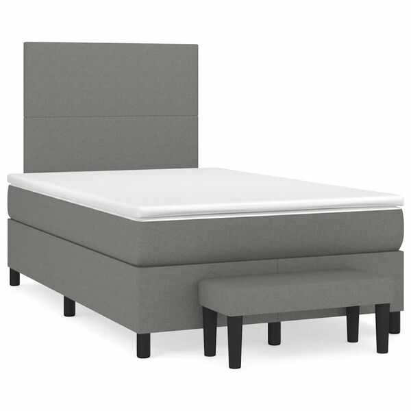 vidaXL Box Spring Bed Dark grey, White