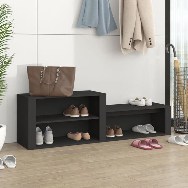 vidaXL Shoe Cabinet Black Engineered wood Medium Shoe Cabinet