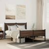 vidaXL Bed Frame Brown Oak Steel, Engineered Wood Double bed size