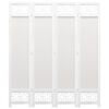 vidaXL 4-Panel Room Divider Cream 55.1"x65" Fabric