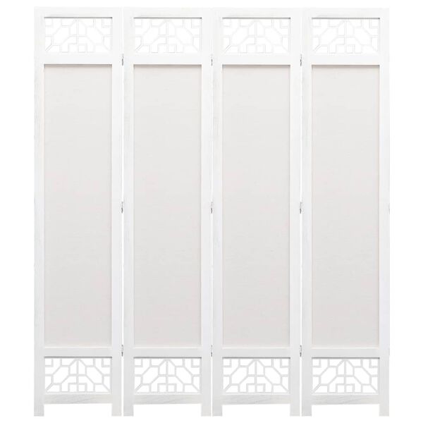 vidaXL 4-Panel Room Divider Cream 55.1"x65" Fabric