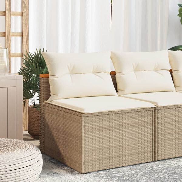 vidaXL Garden Sofa Beige PE rattan Medium Modular Garden Sofa Square