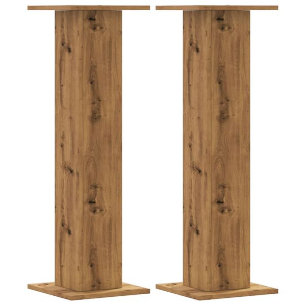 vidaXL Plant Stands 2 pcs Artisian Oak 11.8x11.8x37.4" Engineered Wood