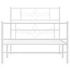 vidaXL Bed Frame White Steel Single Modern Bed Frame Rectangular