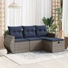 vidaXL 4 Piece Patio Sofa Set with Cushions Gray Poly Rattan