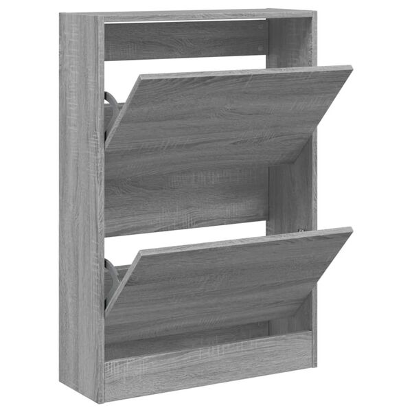 vidaXL Shoe Cabinet Gray Sonoma 23.6"x8.3"x34.4" Engineered Wood