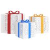 vidaXL Lighted Christmas Box Set of 3 White, Red, Gold, Blue