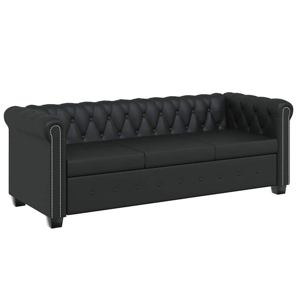 vidaXL Sofa Black Artificial leather, Wood Large Durable Sofa
