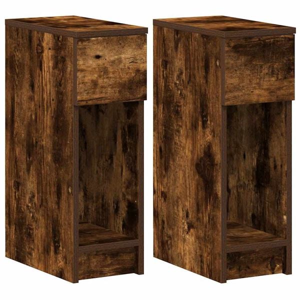 vidaXL Bedside Cabinet Set of 2 Smoked oak Engineered wood Small