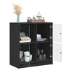vidaXL Side Cabinet Black Engineered wood, glass 26.8 x 14.6 x 29.7 in