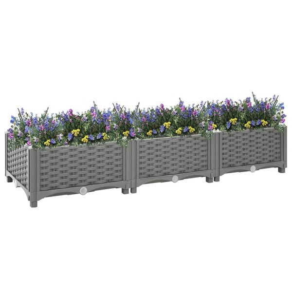 vidaXL Raised Bed Light grey Polypropylene Large Durable Raised Bed