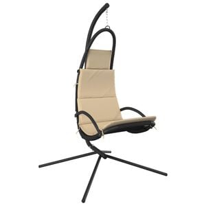 vidaXL Garden Swing Chair Cream, Black Oxford, Powder-Coated Steel Medium