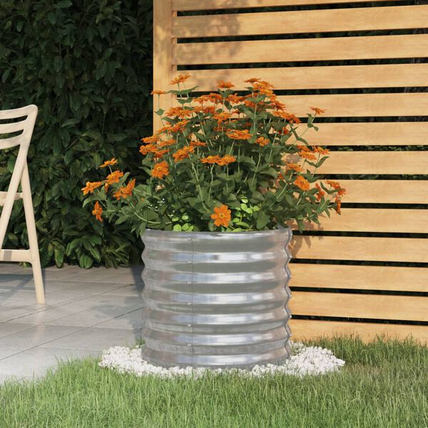 vidaXL Garden Planter Silver Powder-coated steel Medium Durable