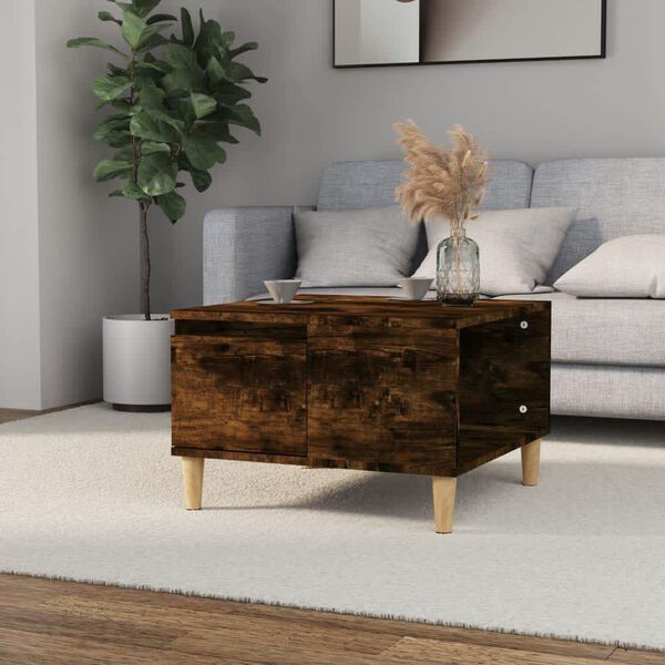 vidaXL Coffee Table Smoked Oak Engineered wood, Solid eucalyptus wood