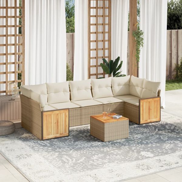 vidaXL Garden Sofa Set Beige PE rattan Large Modular Garden Sofa Set