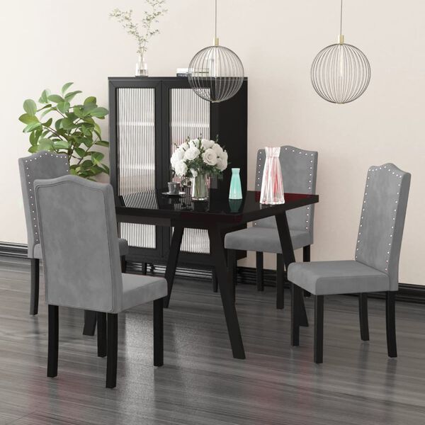 vidaXL Dining Chairs 4 pcs Light Gray Velvet