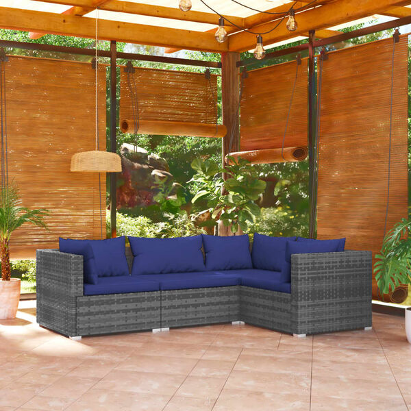 vidaXL Garden Lounge Set Grey PE rattan, powder-coated steel Large