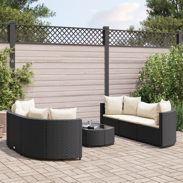 vidaXL Patio Sofa Set Set of 6 Black PE rattan