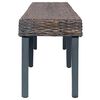 vidaXL Bench Grey Natural kubu rattan, solid mango wood 63 in long