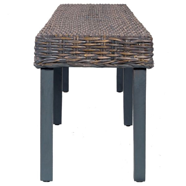 vidaXL Bench Grey Natural kubu rattan, solid mango wood 63 in long