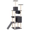 vidaXL Cat Tree Dark Gray Engineered Wood, Plush, Sisal Large Modular