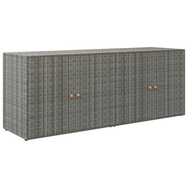 vidaXL Garden Storage Cabinet Grey PE Rattan Medium